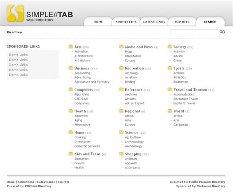 template by: emillie premium directory|WebVerve Blog » Blog Archive » Free PHPLD Template v2.x.